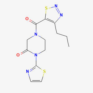 molecular formula C13H15N5O2S2 B2699894 4-(4-Propyl-1,2,3-thiadiazole-5-carbonyl)-1-(thiazol-2-yl)piperazin-2-one CAS No. 2310126-90-8