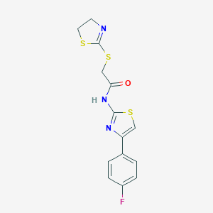 molecular formula C14H12FN3OS3 B269990 2-(4,5-dihydro-1,3-thiazol-2-ylsulfanyl)-N-[4-(4-fluorophenyl)-1,3-thiazol-2-yl]acetamide 