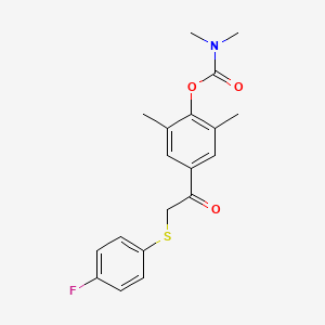 molecular formula C19H20FNO3S B2699909 4-{2-[(4-fluorophenyl)sulfanyl]acetyl}-2,6-dimethylphenyl N,N-dimethylcarbamate CAS No. 339100-39-9