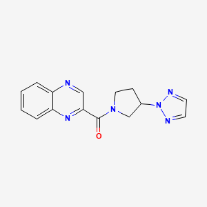 molecular formula C15H14N6O B2699914 2-[3-(2H-1,2,3-triazol-2-yl)pyrrolidine-1-carbonyl]quinoxaline CAS No. 2034346-39-7