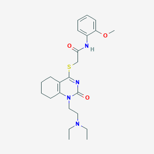 molecular formula C23H32N4O3S B2699917 2-((1-(2-(diethylamino)ethyl)-2-oxo-1,2,5,6,7,8-hexahydroquinazolin-4-yl)thio)-N-(2-methoxyphenyl)acetamide CAS No. 898461-31-9