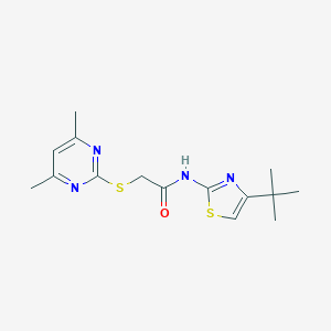 molecular formula C15H20N4OS2 B269992 N-(4-tert-butyl-1,3-thiazol-2-yl)-2-[(4,6-dimethyl-2-pyrimidinyl)sulfanyl]acetamide 