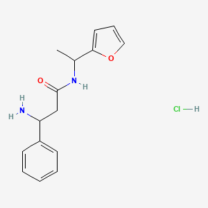 molecular formula C15H19ClN2O2 B2699933 3-amino-N-[1-(furan-2-yl)ethyl]-3-phenylpropanamide hydrochloride CAS No. 1423027-61-5
