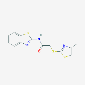 molecular formula C13H11N3OS3 B269994 N-(1,3-benzothiazol-2-yl)-2-[(4-methyl-1,3-thiazol-2-yl)sulfanyl]acetamide 