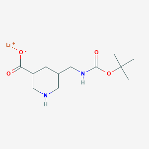 molecular formula C12H21LiN2O4 B2699963 Lithium(1+) ion 5-({[(tert-butoxy)carbonyl]amino}methyl)piperidine-3-carboxylate CAS No. 2193064-31-0