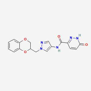 N-(1-((2,3-dihydrobenzo[b][1,4]dioxin-2-yl)methyl)-1H-pyrazol-4-yl)-6-oxo-1,6-dihydropyridazine-3-carboxamide