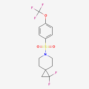 molecular formula C14H14F5NO3S B2699968 1,1-Difluoro-6-((4-(trifluoromethoxy)phenyl)sulfonyl)-6-azaspiro[2.5]octane CAS No. 2320851-46-3