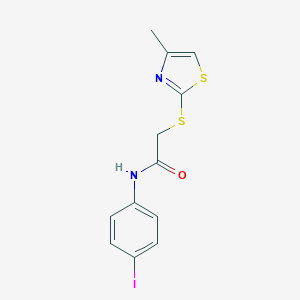 molecular formula C12H11IN2OS2 B269997 N-(4-iodophenyl)-2-[(4-methyl-1,3-thiazol-2-yl)sulfanyl]acetamide 