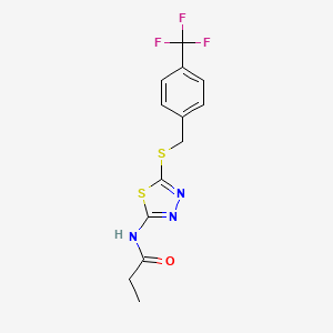 N-(5-((4-(trifluoromethyl)benzyl)thio)-1,3,4-thiadiazol-2-yl)propionamide