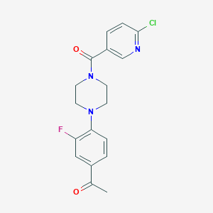 molecular formula C18H17ClFN3O2 B2699982 1-{4-[4-(6-Chloropyridine-3-carbonyl)piperazin-1-yl]-3-fluorophenyl}ethan-1-one CAS No. 1118837-19-6