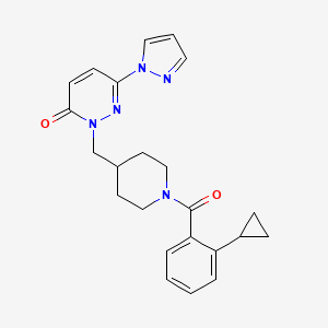 molecular formula C23H25N5O2 B2699991 2-{[1-(2-环丙基苯甲酰)哌啶-4-基]甲基}-6-(1H-吡唑-1-基)-2,3-二氢吡啶并[1,2,4]嘧啶-3-酮 CAS No. 2176270-02-1