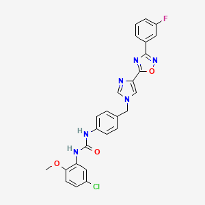 1-(5-chloro-2-methoxyphenyl)-3-(4-((4-(3-(3-fluorophenyl)-1,2,4-oxadiazol-5-yl)-1H-imidazol-1-yl)methyl)phenyl)urea