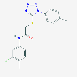 molecular formula C17H16ClN5OS B270000 N-(3-chloro-4-methylphenyl)-2-{[1-(4-methylphenyl)-1H-tetraazol-5-yl]sulfanyl}acetamide 