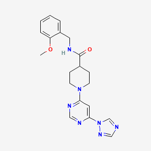 molecular formula C20H23N7O2 B2700000 1-(6-(1H-1,2,4-triazol-1-yl)pyrimidin-4-yl)-N-(2-methoxybenzyl)piperidine-4-carboxamide CAS No. 1797091-18-9