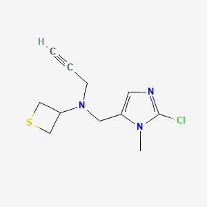 molecular formula C11H14ClN3S B2700003 N-[(2-chloro-1-methyl-1H-imidazol-5-yl)methyl]-N-(prop-2-yn-1-yl)thietan-3-amine CAS No. 2094604-43-8