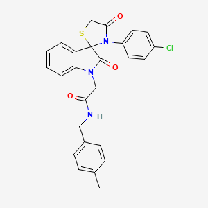 molecular formula C26H22ClN3O3S B2700005 2-(3'-(4-chlorophenyl)-2,4'-dioxospiro[indoline-3,2'-thiazolidin]-1-yl)-N-(4-methylbenzyl)acetamide CAS No. 894554-93-9
