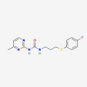molecular formula C15H17FN4OS B2700008 1-(3-((4-Fluorophenyl)thio)propyl)-3-(4-methylpyrimidin-2-yl)urea CAS No. 900009-16-7