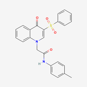 molecular formula C24H20N2O4S B2700011 2-(4-oxo-3-(phenylsulfonyl)quinolin-1(4H)-yl)-N-(p-tolyl)acetamide CAS No. 902278-29-9