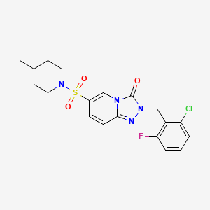 molecular formula C19H20ClFN4O3S B2700013 2-(2-氯-6-氟苄基)-6-[(4-甲基哌啶-1-基)磺酰基][1,2,4]三唑并[4,3-a]吡啶-3(2H)-酮 CAS No. 1251692-90-6