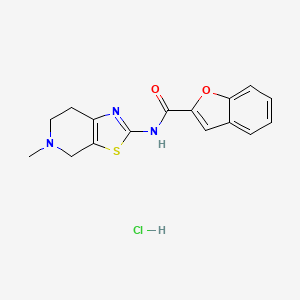 molecular formula C16H16ClN3O2S B2700021 N-(5-methyl-4,5,6,7-tetrahydrothiazolo[5,4-c]pyridin-2-yl)benzofuran-2-carboxamide hydrochloride CAS No. 1327422-86-5