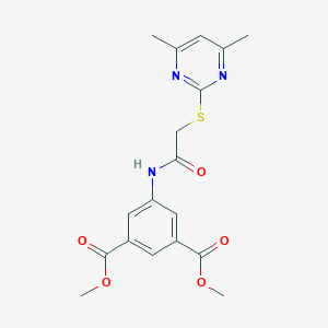molecular formula C18H19N3O5S B270003 Dimethyl 5-({[(4,6-dimethyl-2-pyrimidinyl)sulfanyl]acetyl}amino)isophthalate 
