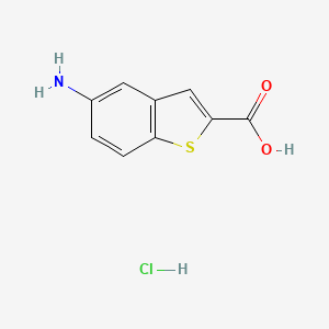 molecular formula C9H8ClNO2S B2700035 5-Amino-1-benzothiophene-2-carboxylic acid hydrochloride CAS No. 1052541-68-0