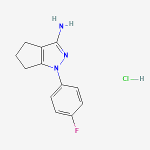 molecular formula C12H13ClFN3 B2700037 1-(4-氟苯基)-1H,4H,5H,6H-环戊[c]吡唑-3-胺盐酸盐 CAS No. 1909320-30-4