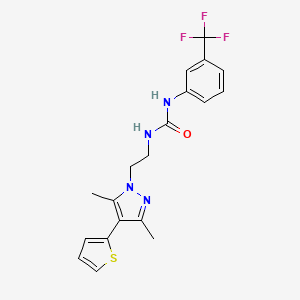 molecular formula C19H19F3N4OS B2700040 1-(2-(3,5-dimethyl-4-(thiophen-2-yl)-1H-pyrazol-1-yl)ethyl)-3-(3-(trifluoromethyl)phenyl)urea CAS No. 2034374-49-5