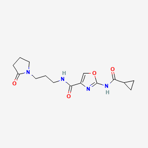 molecular formula C15H20N4O4 B2700046 2-(cyclopropanecarboxamido)-N-(3-(2-oxopyrrolidin-1-yl)propyl)oxazole-4-carboxamide CAS No. 1351660-22-4