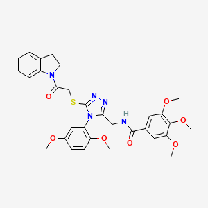 N-((4-(2,5-dimethoxyphenyl)-5-((2-(indolin-1-yl)-2-oxoethyl)thio)-4H-1,2,4-triazol-3-yl)methyl)-3,4,5-trimethoxybenzamide
