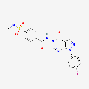 molecular formula C20H17FN6O4S B2700054 4-(N,N-二甲基磺酰基)-N-(1-(4-氟苯基)-4-氧代-1H-吡咯[3,4-d]嘧啶-5(4H)-基)苯甲酰胺 CAS No. 900008-46-0