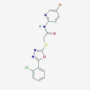 molecular formula C15H10BrClN4O2S B270006 N-(5-bromo-2-pyridinyl)-2-{[5-(2-chlorophenyl)-1,3,4-oxadiazol-2-yl]sulfanyl}acetamide 