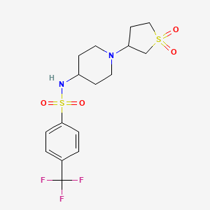 molecular formula C16H21F3N2O4S2 B2700062 N-(1-(1,1-dioxidotetrahydrothiophen-3-yl)piperidin-4-yl)-4-(trifluoromethyl)benzenesulfonamide CAS No. 2034519-79-2