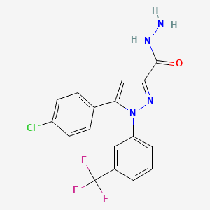 molecular formula C17H12ClF3N4O B2700064 5-(4-chlorophenyl)-1-[3-(trifluoromethyl)phenyl]-1H-pyrazole-3-carbohydrazide CAS No. 955976-46-2