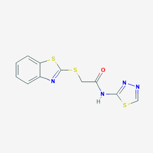 molecular formula C11H8N4OS3 B270007 2-(1,3-benzothiazol-2-ylsulfanyl)-N-(1,3,4-thiadiazol-2-yl)acetamide 