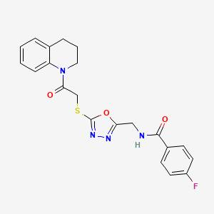 4-fluoro-N-[(5-{[2-oxo-2-(1,2,3,4-tetrahydroquinolin-1-yl)ethyl]sulfanyl}-1,3,4-oxadiazol-2-yl)methyl]benzamide