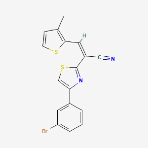 molecular formula C17H11BrN2S2 B2700078 (Z)-2-(4-(3-溴苯基)噻唑-2-基)-3-(3-甲基噻吩-2-基)丙烯腈 CAS No. 423734-67-2