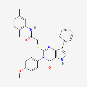 molecular formula C29H26N4O3S B2700079 N-(2,5-dimethylphenyl)-2-{[3-(4-methoxyphenyl)-4-oxo-7-phenyl-4,5-dihydro-3H-pyrrolo[3,2-d]pyrimidin-2-yl]sulfanyl}acetamide CAS No. 1794783-81-5