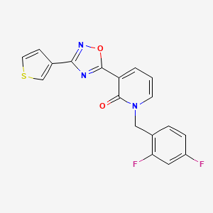 molecular formula C18H11F2N3O2S B2700086 1-(2,4-difluorobenzyl)-3-[3-(3-thienyl)-1,2,4-oxadiazol-5-yl]pyridin-2(1H)-one CAS No. 1396814-99-5