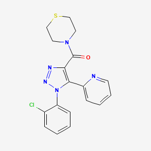molecular formula C18H16ClN5OS B2700089 4-{[1-(2-chlorophenyl)-5-pyridin-2-yl-1H-1,2,3-triazol-4-yl]carbonyl}thiomorpholine CAS No. 1396854-84-4