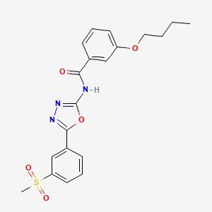molecular formula C20H21N3O5S B2700091 3-butoxy-N-[5-(3-methylsulfonylphenyl)-1,3,4-oxadiazol-2-yl]benzamide CAS No. 886930-27-4