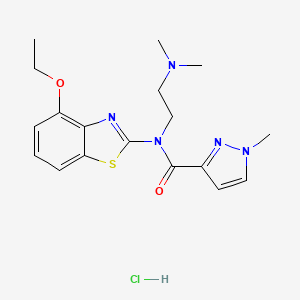molecular formula C18H24ClN5O2S B2700093 N-(2-(dimethylamino)ethyl)-N-(4-ethoxybenzo[d]thiazol-2-yl)-1-methyl-1H-pyrazole-3-carboxamide hydrochloride CAS No. 1323599-25-2