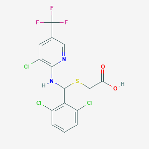 molecular formula C15H10Cl3F3N2O2S B2700097 2-[({[3-氯-5-(三氟甲基)吡啶-2-基]氨基} (2,6-二氯苯基)甲基)硫基]乙酸 CAS No. 2085690-01-1
