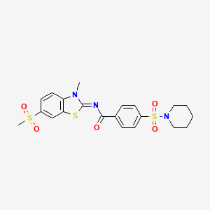 molecular formula C21H23N3O5S3 B2700105 (Z)-N-(3-methyl-6-(methylsulfonyl)benzo[d]thiazol-2(3H)-ylidene)-4-(piperidin-1-ylsulfonyl)benzamide CAS No. 683237-68-5
