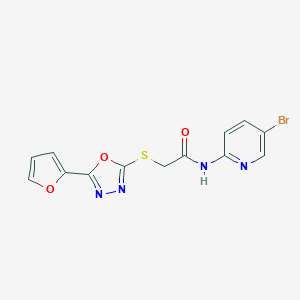 molecular formula C13H9BrN4O3S B270012 N-(5-bromo-2-pyridinyl)-2-{[5-(2-furyl)-1,3,4-oxadiazol-2-yl]sulfanyl}acetamide 