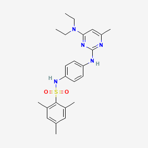 molecular formula C24H31N5O2S B2700137 N-(4-((4-(二乙基氨基)-6-甲基嘧啶-2-基)氨基)苯基)-2,4,6-三甲基苯磺酰胺 CAS No. 923121-95-3