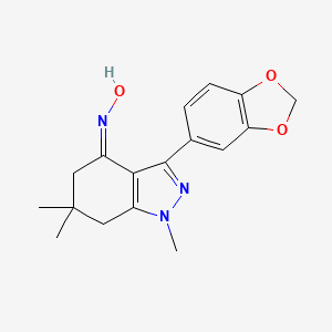 molecular formula C17H19N3O3 B2700140 (NZ)-N-[3-(1,3-benzodioxol-5-yl)-1,6,6-trimethyl-5,7-dihydroindazol-4-ylidene]hydroxylamine CAS No. 1024744-22-6