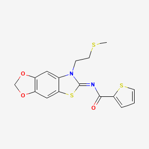 (Z)-N-(7-(2-(methylthio)ethyl)-[1,3]dioxolo[4',5':4,5]benzo[1,2-d]thiazol-6(7H)-ylidene)thiophene-2-carboxamide