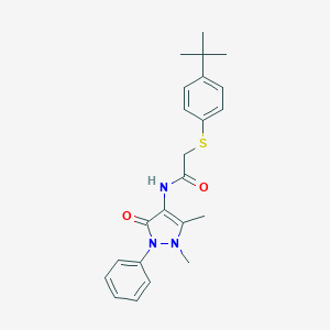 molecular formula C23H27N3O2S B270015 2-[(4-tert-butylphenyl)sulfanyl]-N-(1,5-dimethyl-3-oxo-2-phenyl-2,3-dihydro-1H-pyrazol-4-yl)acetamide 