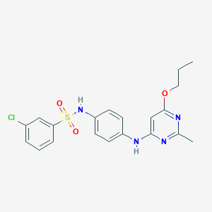 molecular formula C20H21ClN4O3S B2700152 3-chloro-N-(4-((2-methyl-6-propoxypyrimidin-4-yl)amino)phenyl)benzenesulfonamide CAS No. 946304-31-0